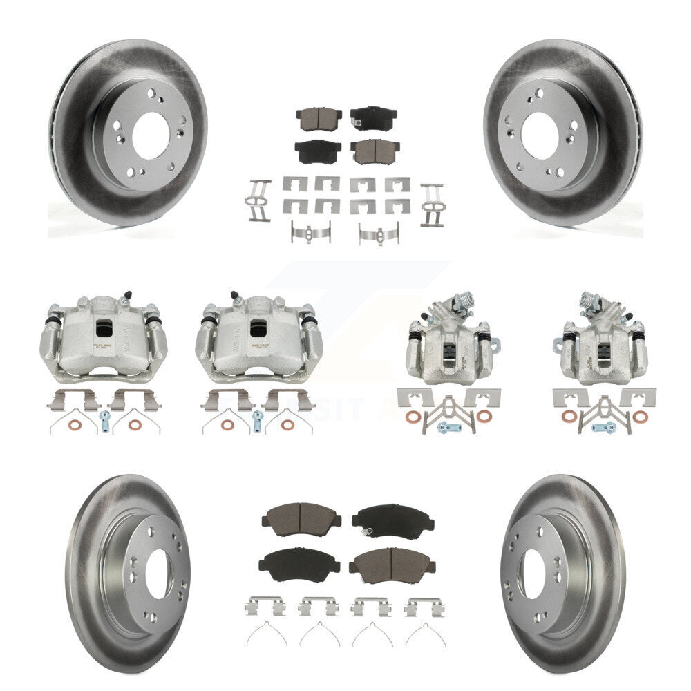 Front Rear Brake Caliper Coat Rotors Ceramic Pad Kit (10Pc) For 2013-2015 Acura ILX 1.5L KCG-101067C