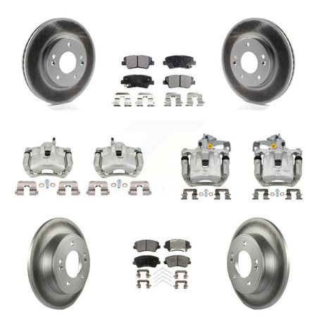 Front Rear Brake Caliper Coat Rotors & Ceramic Pad Kit (10Pc) For Hyundai Elantra GT Kia KCG-101067T