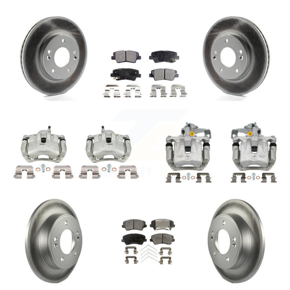Front Rear Brake Caliper Coat Rotors & Ceramic Pad Kit (10Pc) For Hyundai Elantra GT Kia KCG-101067T