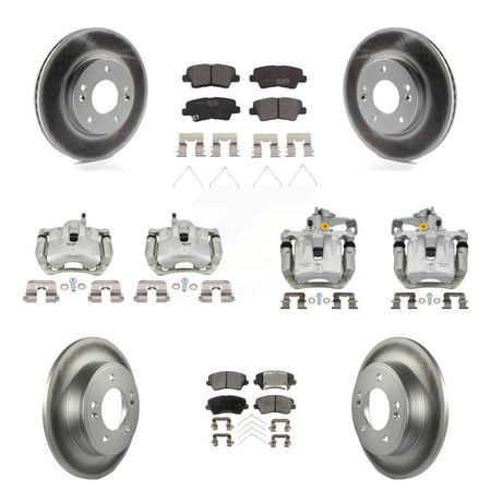 Front Rear Brake Caliper Coat Rotors Ceramic Pad Kit (10Pc) For Kia Forte Hyundai Forte5 KCG-101068T