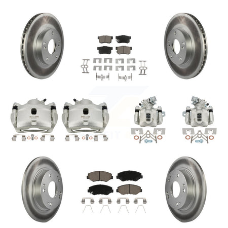 Front Rear Brake Caliper Coat Rotor And Ceramic Pad Kit (10Pc) For Honda Civic Acura ILX KCG-101069C