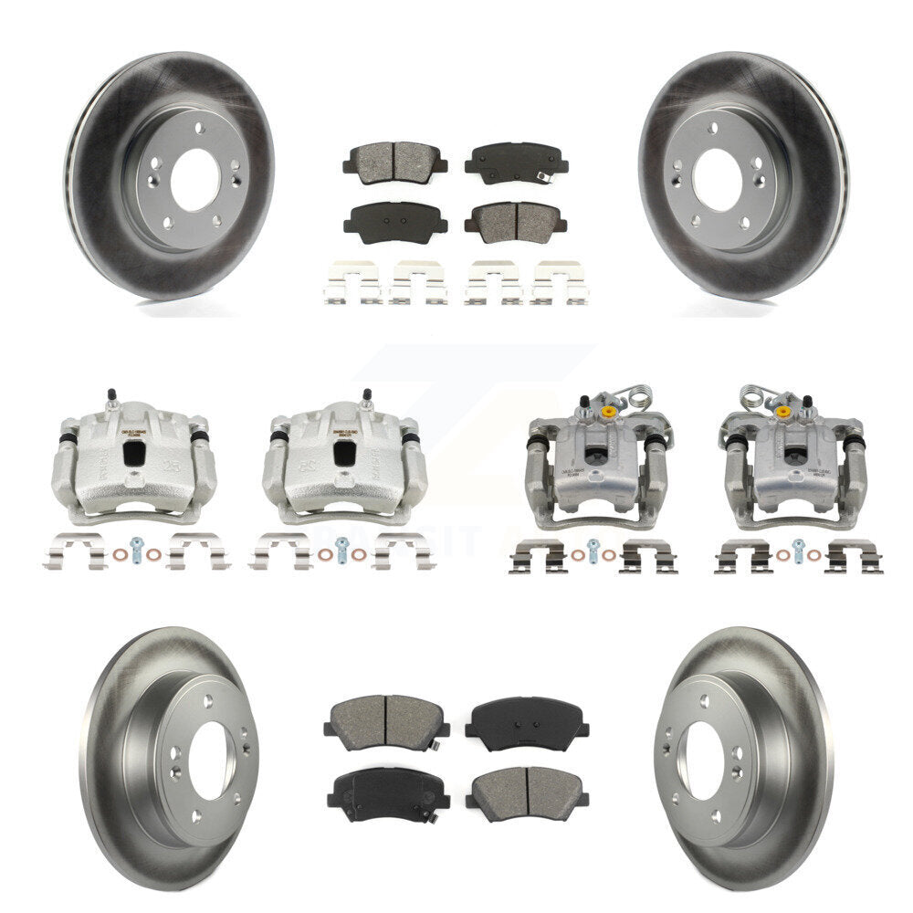 Front Rear Brake Caliper Coat Rotor And Semi-Metallic Pad Kit (10Pc) For Hyundai Elantra KCG-101069S