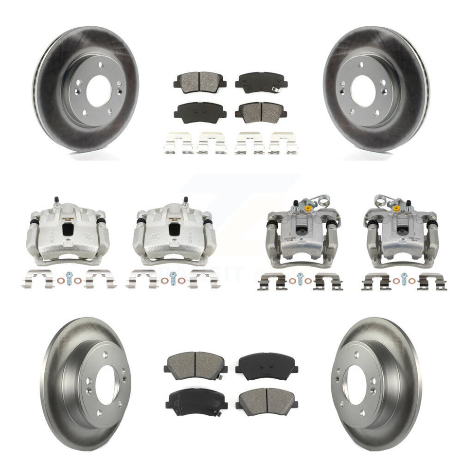 Front Rear Brake Caliper Coat Rotor And Semi-Metallic Pad Kit (10Pc) For Hyundai Elantra KCG-101069S