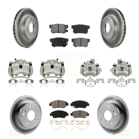 Front Rear Brake Caliper Coat Rotor & Semi-Metallic Pad Kit (10Pc) For Honda Civic Acura KCG-101071S