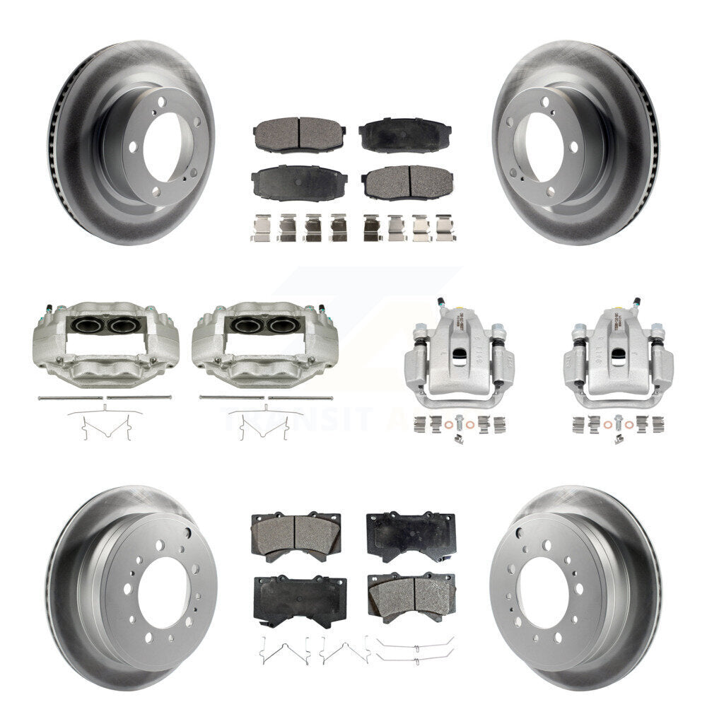 Front Rear Disc Brake Caliper Coat Rotors Semi-Metallic Pad Kit (10Pc) For Toyota Tundra KCG-101072P