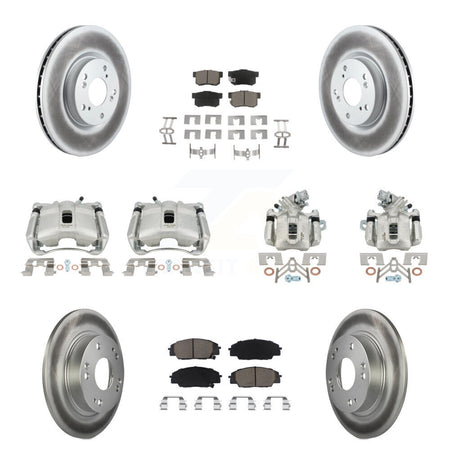 Front Rear Brake Caliper Coat Rotors & Ceramic Pad Kit (10Pc) For 07-10 Acura CSX Type-S KCG-101073C