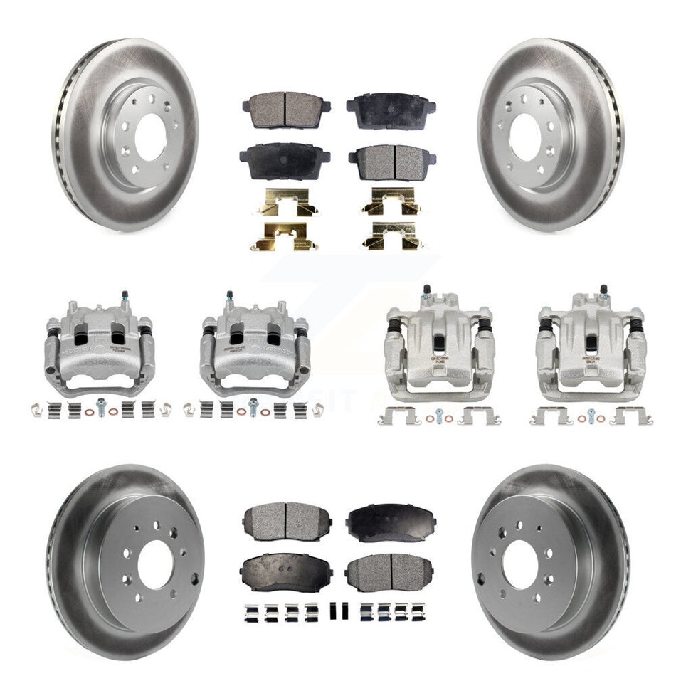 Front Rear Brake Caliper Coat Rotor And Semi-Metallic Pad Kit (10Pc) For Mazda CX-7 Ford KCG-101073P