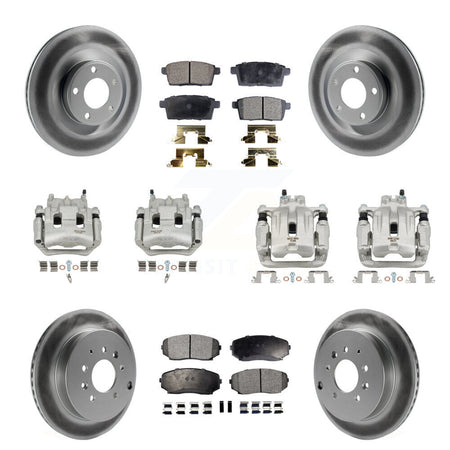 Front Rear Brake Caliper Coat Rotor & Semi-Metallic Pad Kit (10Pc) For Ford Edge Lincoln KCG-101074P