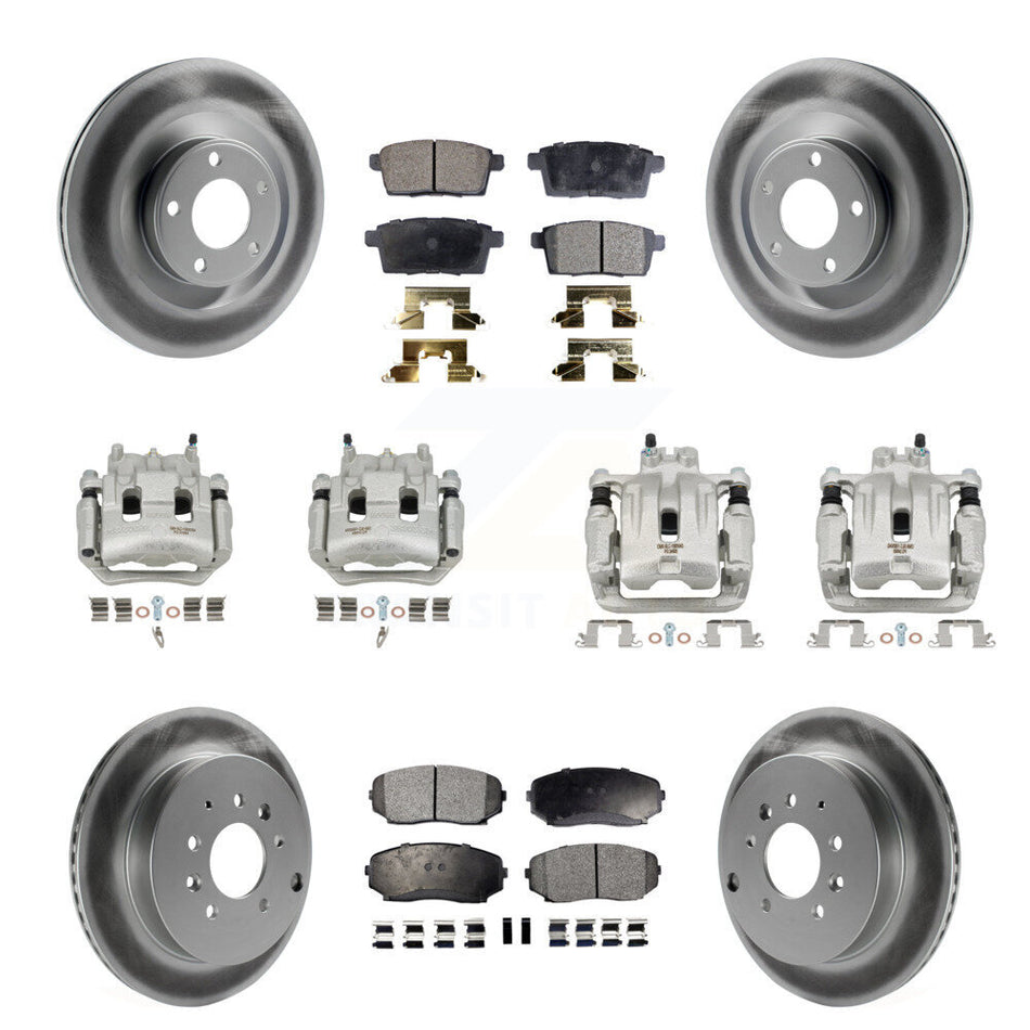 Front Rear Brake Caliper Coat Rotor & Semi-Metallic Pad Kit (10Pc) For Ford Edge Lincoln KCG-101074P