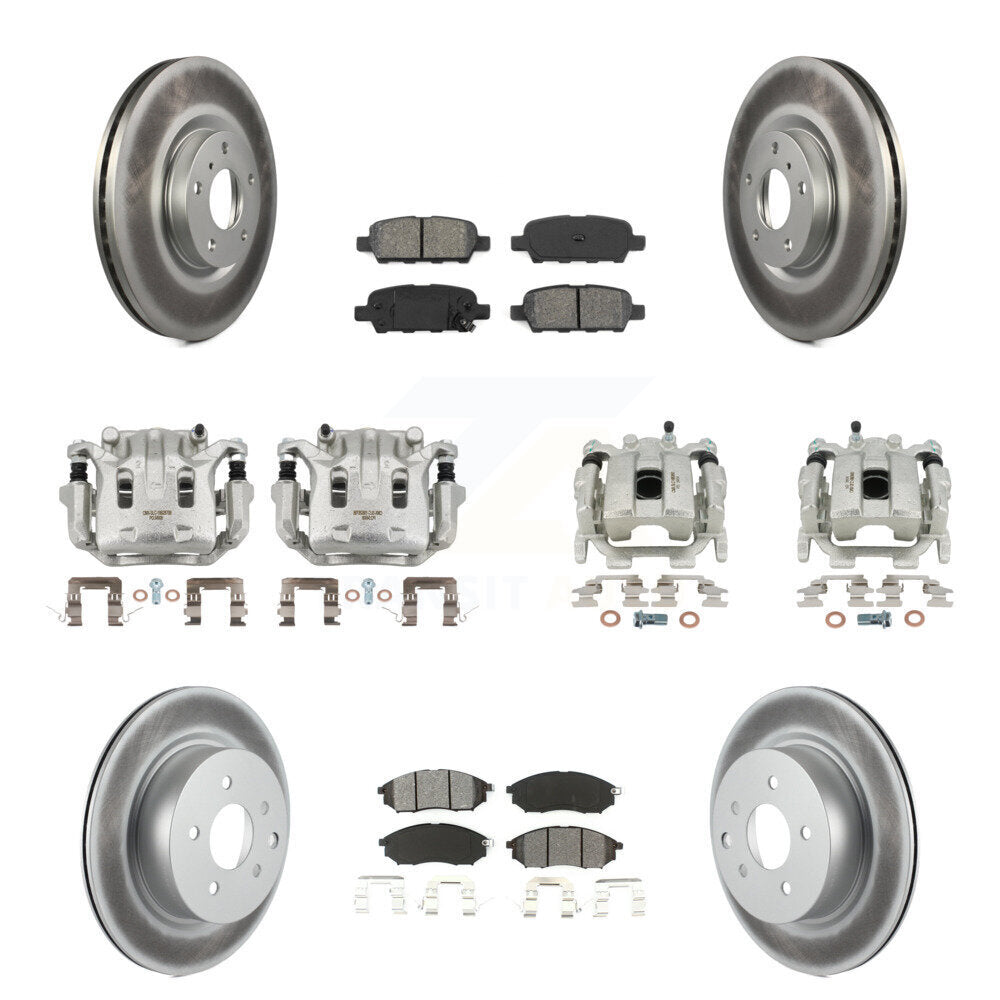 Front Rear Brake Caliper Coat Rotor Semi-Metallic Pad Kit (10Pc) For 08-12 INFINITI EX35 KCG-101074S