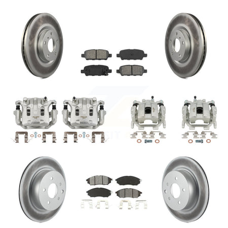Front Rear Brake Caliper Coat Rotor Semi-Metallic Pad Kit (10Pc) For 08-12 INFINITI EX35 KCG-101074S