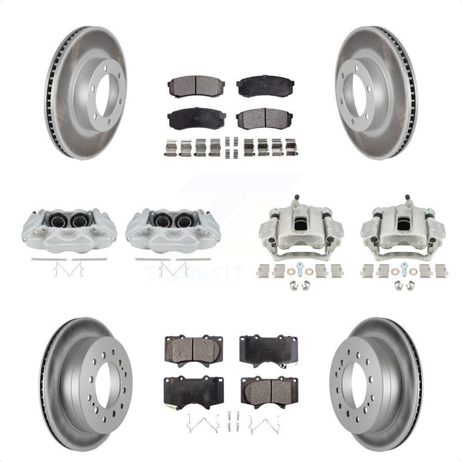 Front Rear Disc Brake Caliper Coated Rotors And Ceramic Pads Kit (10Pc) For 2003-2009 Lexus GX470 KCG-101074T by Transit Auto