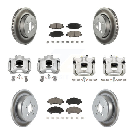 Front Rear Disc Brake Caliper Coated Rotors And Ceramic Pads Kit (10Pc) For Dodge Nitro KCG-101075C