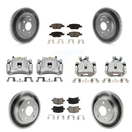 Front Rear Disc Brake Caliper Coated Rotors And Ceramic Pads Kit (10Pc) For Pontiac G6 KCG-101076C