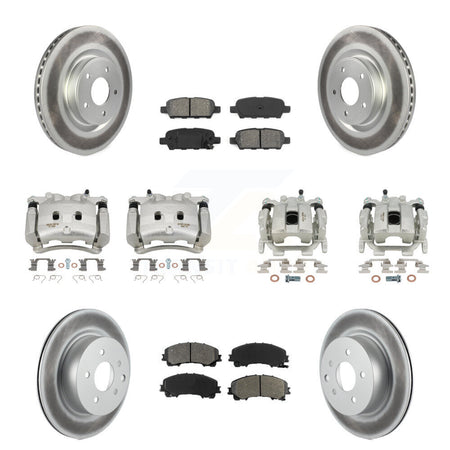 Front Rear Brake Caliper Coat Rotor Semi-Metallic Pad Kit (10Pc) For 16-17 INFINITI QX50 KCG-101076S