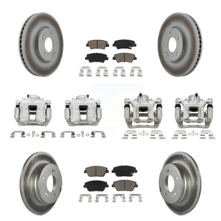 Front Rear Brake Caliper Coat Rotor Ceramic Pad Kit (10Pc) For Hyundai Sonata Kia Optima KCG-101077C