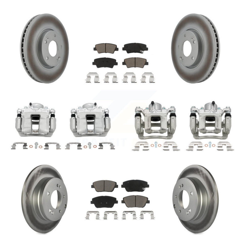 Front Rear Brake Caliper Coat Rotor Ceramic Pad Kit (10Pc) For Hyundai Sonata Kia Optima KCG-101077C