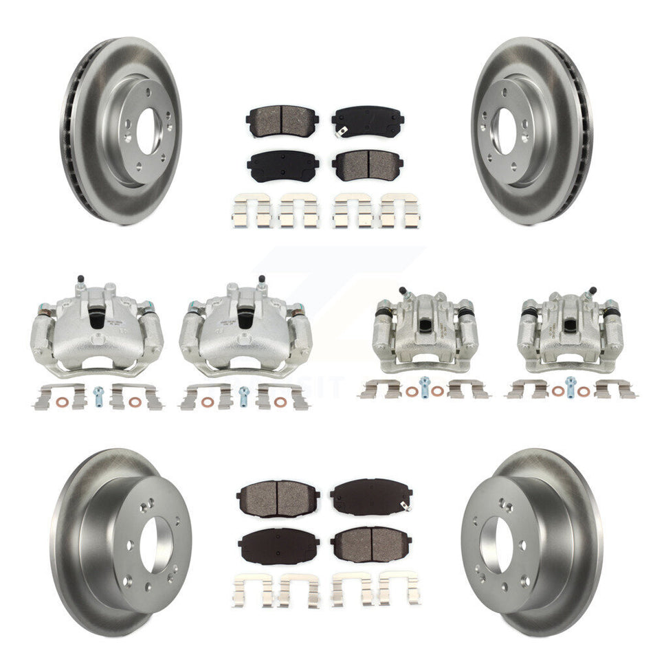 Front Rear Disc Brake Caliper Coated Rotors And Semi-Metallic Pads Kit (10Pc) For Kia Forte Koup Forte5 2.0L KCG-101077S