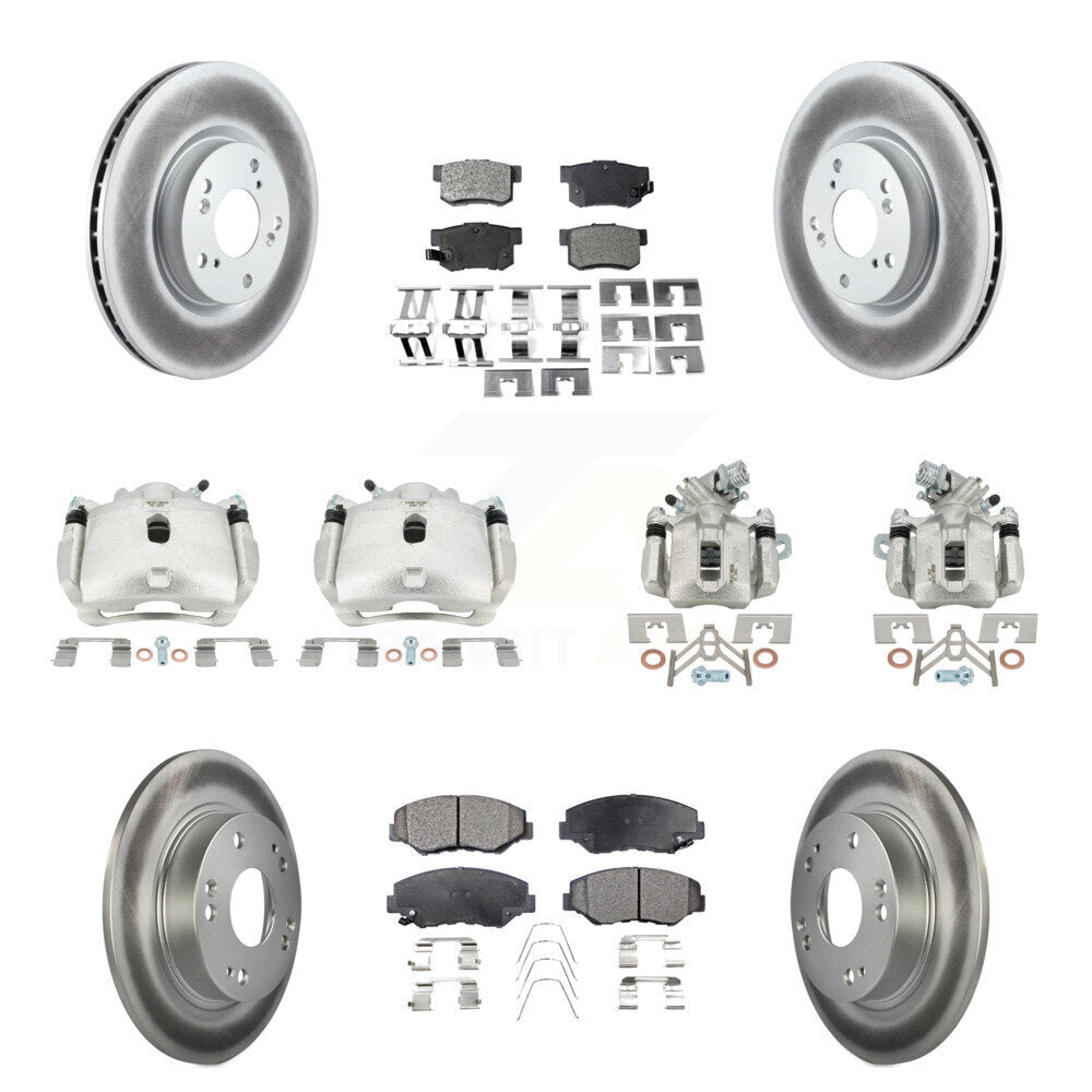 Front Rear Brake Caliper Coat Rotor And Ceramic Pad Kit (10Pc) For Honda Civic Acura ILX KCG-101077T