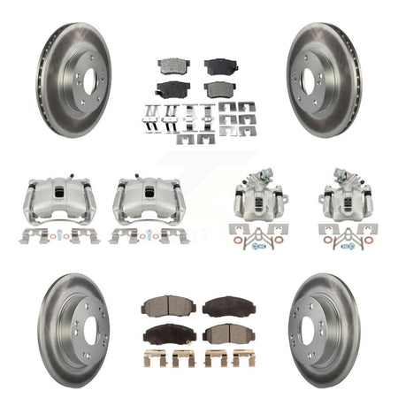 Front Rear Disc Brake Caliper Coated Rotors And Ceramic Pads Kit (10Pc) For Acura CSX KCG-101078T