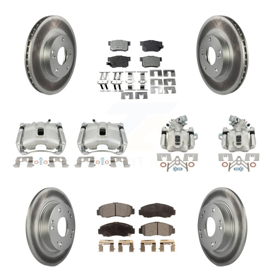 Front Rear Disc Brake Caliper Coated Rotors And Ceramic Pads Kit (10Pc) For Acura CSX KCG-101078T