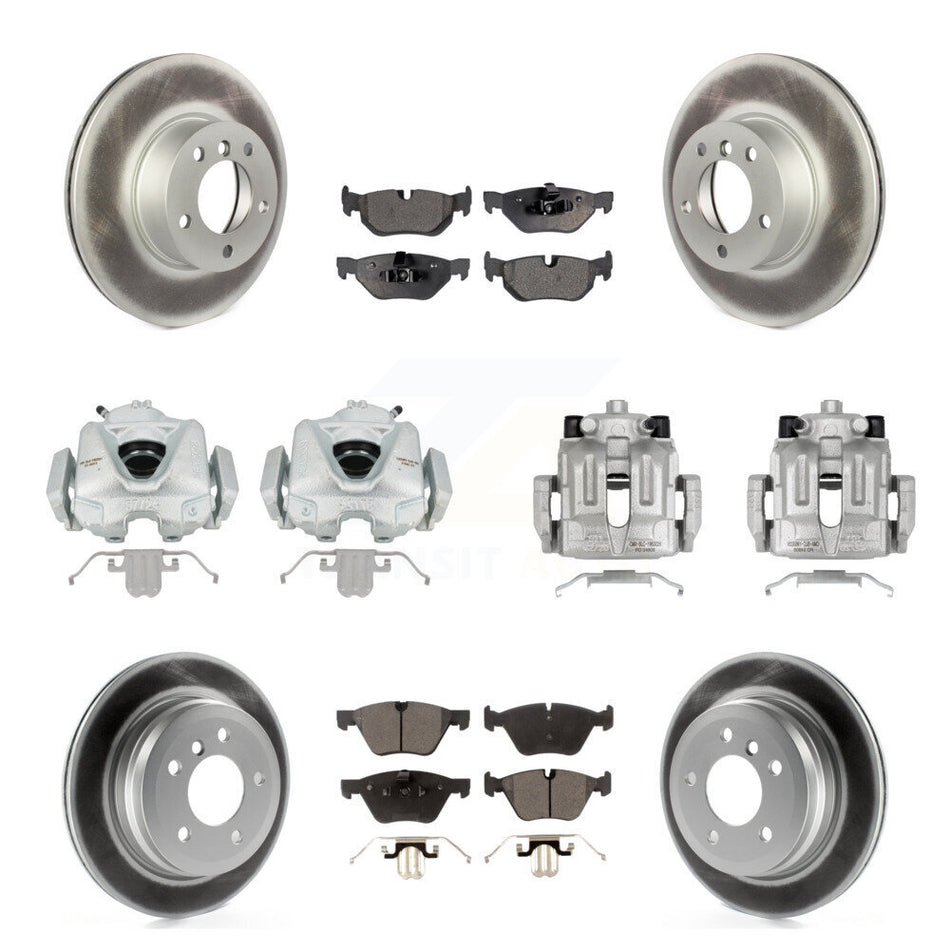 Front Rear Disc Brake Caliper Coated Rotors And Semi-Metallic Pads Kit (10Pc) For 2008 BMW 328xi To 08 07 KCG-101079P