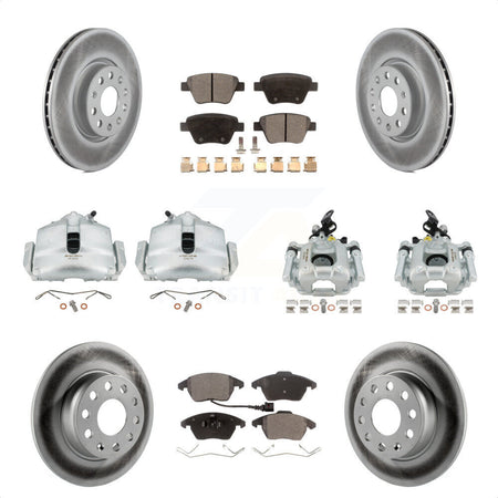 Front Rear Disc Brake Caliper Coated Rotors And Semi-Metallic Pads Kit (10Pc) For Volkswagen Beetle GTI KCG-101080P by Transit Auto