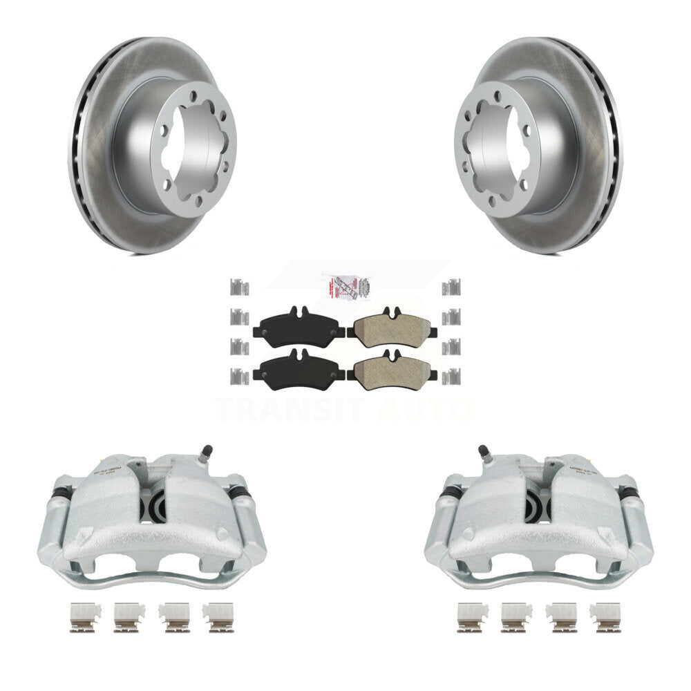 Rear Disc Brake Caliper Coated Rotors And Semi-Metallic Pads Kit For Mercedes-Benz Sprinter 3500 KCG-101081N by Transit Auto