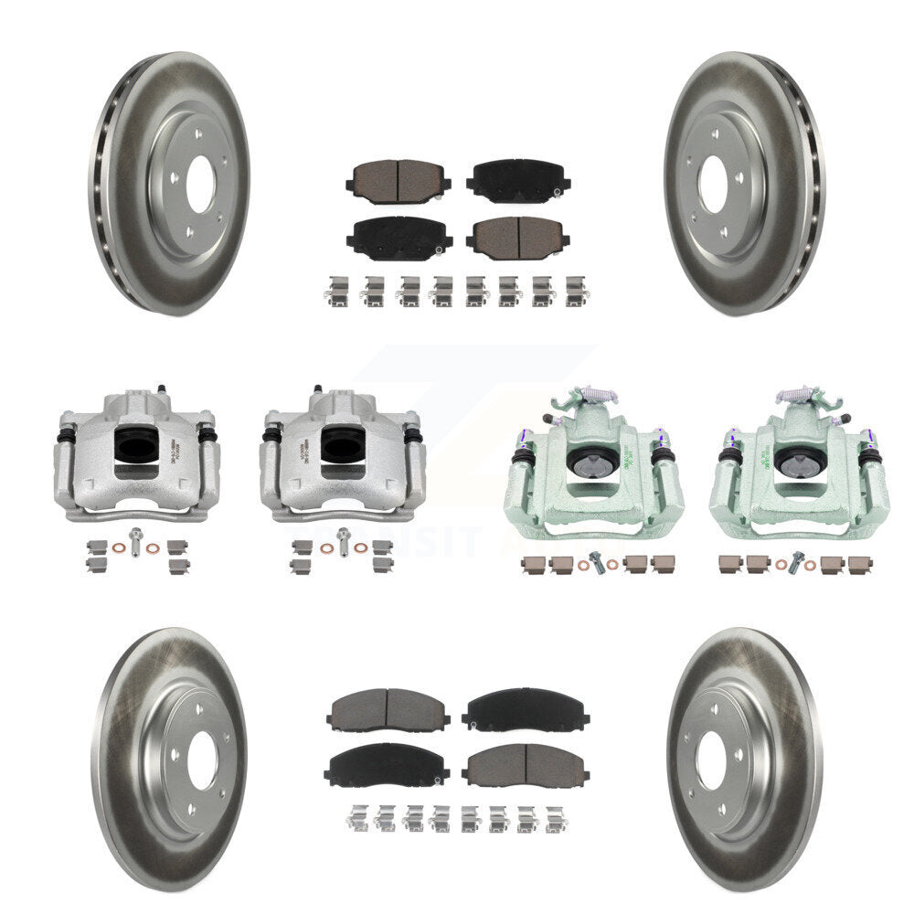 Front Rear Disc Brake Caliper Coated Rotors And Ceramic Pads Kit (10Pc) For Ram C/V KCG-101082C