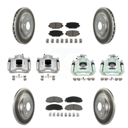 Front Rear Disc Brake Caliper Coated Rotors And Ceramic Pads Kit (10Pc) For Ram C/V KCG-101082C
