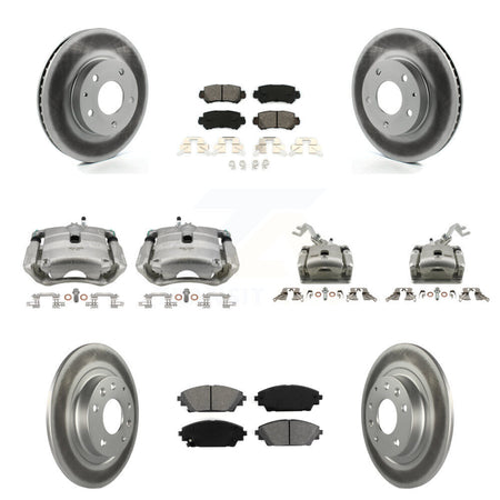 Front Rear Disc Brake Caliper Coat Rotor Semi-Metallic Pad Kit (10Pc) For Mazda CX-3 FWD KCG-101082S