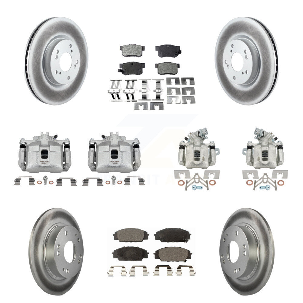 Front Rear Brake Caliper Coat Rotors Ceramic Pad Kit (10Pc) For Honda Civic Si with 2.0L KCG-101083T