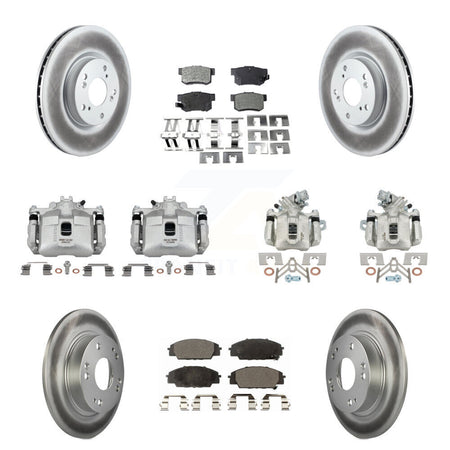 Front Rear Brake Caliper Coat Rotors Ceramic Pad Kit (10Pc) For Honda Civic Si with 2.0L KCG-101083T