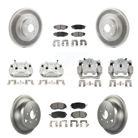 Front Rear Brake Caliper Coat Rotors Semi-Metallic Pad Kit (10Pc) For Subaru Forester XV KCG-101084P