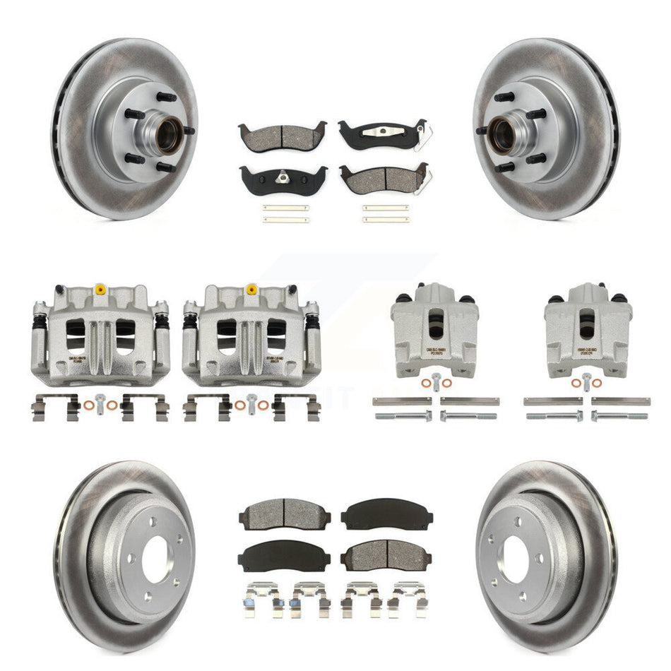 Front Rear Brake Caliper Coat Rotor And Semi-Metallic Pad Kit (10Pc) For Ford Ranger RWD KCG-101084S