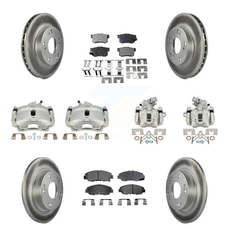 Front Rear Disc Brake Caliper Coated Rotors And Ceramic Pads Kit (10Pc) For Honda Civic KCG-101084T