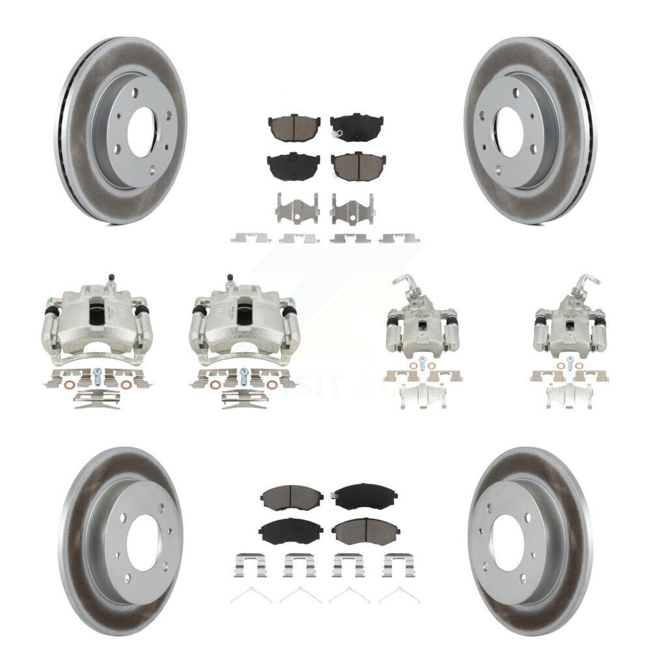 Front Rear Disc Brake Caliper Coated Rotors And Ceramic Pads Kit (10Pc) For 2002 Hyundai Elantra rear brakes To 10 31 01 KCG-101085C