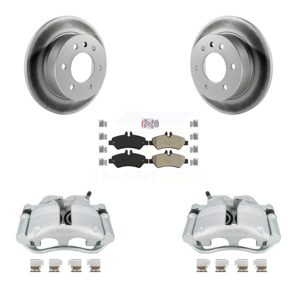 Rear Disc Brake Caliper Coated Rotors And Semi-Metallic Pads Kit For Sprinter 3500 Dodge Freightliner KCG-101086N by Transit Auto