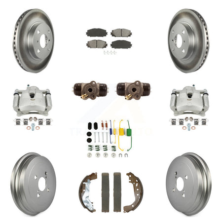 Front Rear Brake Caliper Coat Rotor Drum Semi-Metallic Pad Shoes Cylinder Kit (11Pc) For KCG-101086S