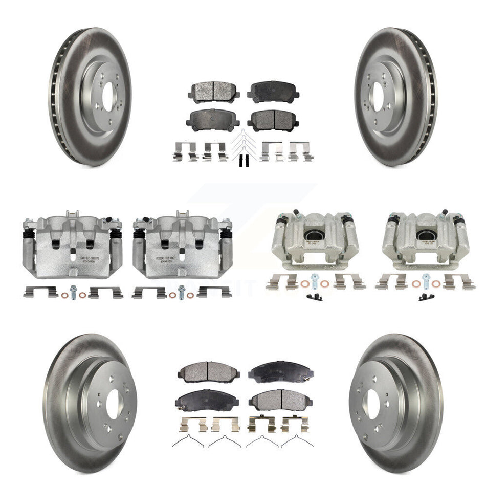 Front Rear Disc Brake Caliper Coated Rotors And Ceramic Pad Kit (10Pc) For Acura MDX ZDX KCG-101086T