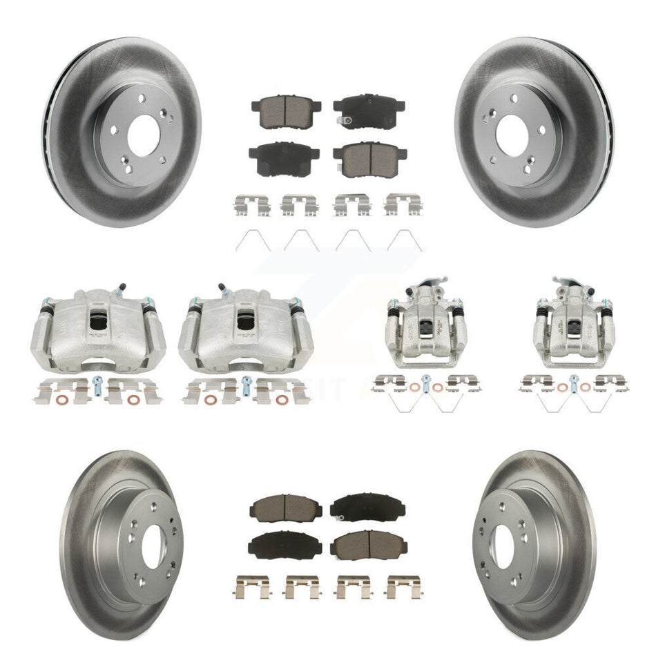 Front Rear Brake Caliper Coat Rotors & Ceramic Pad Kit (10Pc) For Honda Accord Acura TSX KCG-101088C