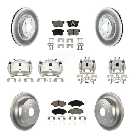 Front Rear Disc Brake Caliper Coat Rotor Ceramic Pad Kit (10Pc) For 2005-2006 Honda CR-V KCG-101089C