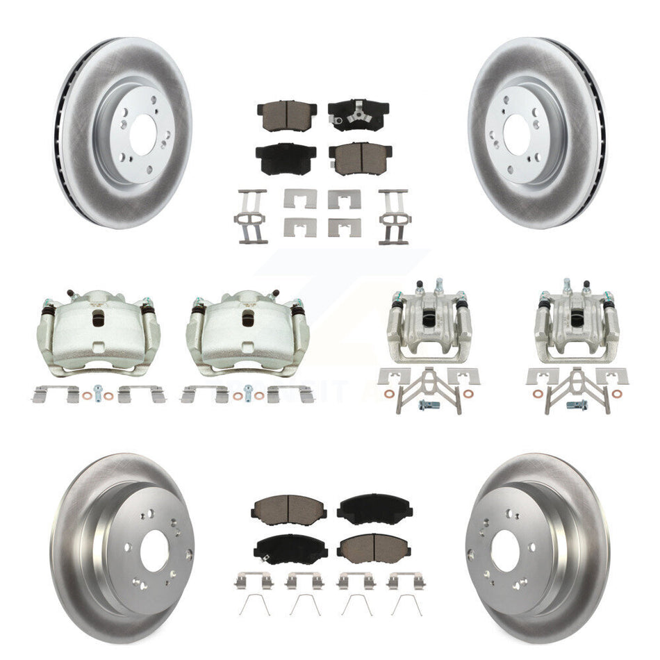 Front Rear Disc Brake Caliper Coat Rotor Ceramic Pad Kit (10Pc) For 2005-2006 Honda CR-V KCG-101089C