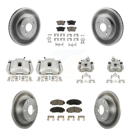 Front Rear Brake Caliper Coat Rotors & Ceramic Pad Kit (10Pc) For Honda Accord Acura TSX KCG-101090C