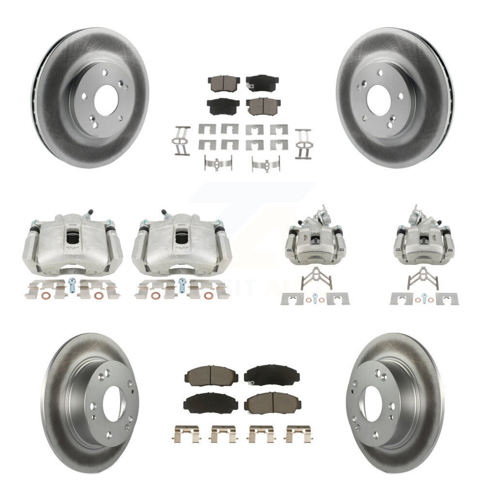 Front Rear Brake Caliper Coat Rotors & Ceramic Pad Kit (10Pc) For Honda Accord Acura TSX KCG-101090C