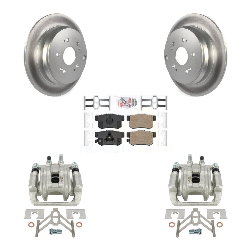 Rear Disc Brake Caliper Coated Rotors And Ceramic Pads Kit For Honda CR-V Acura RDX KCG-101090N by Transit Auto