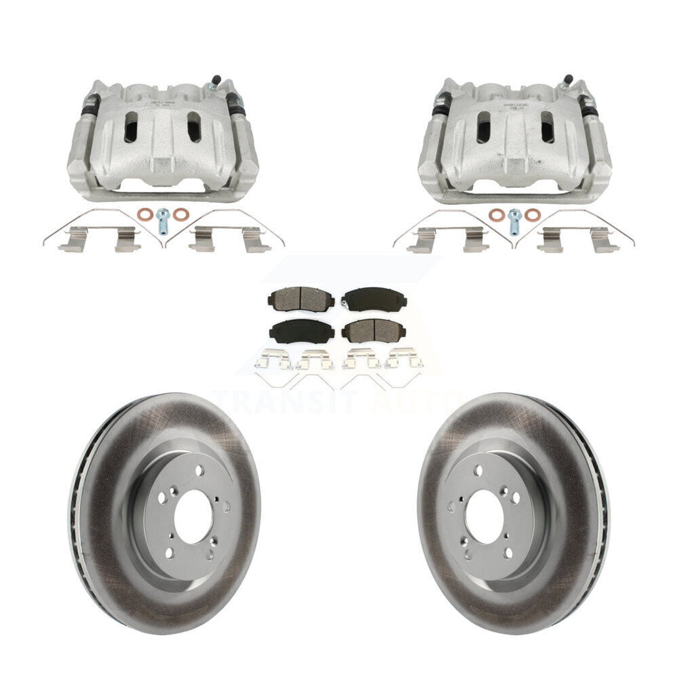 Front Disc Brake Caliper Coat Rotors & Semi-Metallic Pad Kit For 2011-2014 Honda Odyssey KCG-101090S