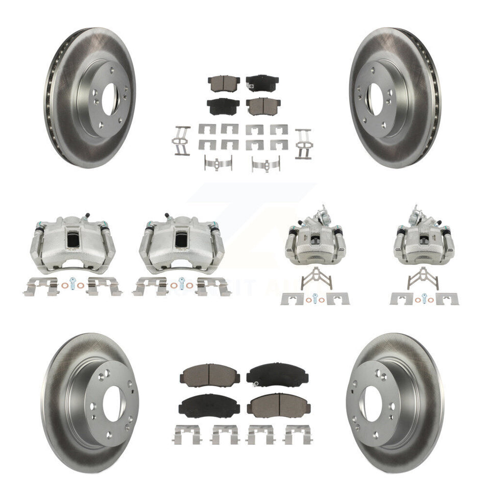 Front Rear Disc Brake Caliper Coated Rotors And Ceramic Pads Kit (10Pc) For Honda Accord KCG-101091C