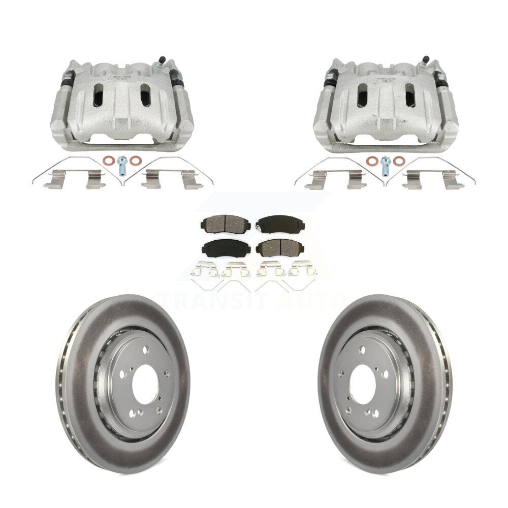 Front Disc Brake Caliper Coat Rotors & Semi-Metallic Pad Kit For 2015-2017 Honda Odyssey KCG-101091S