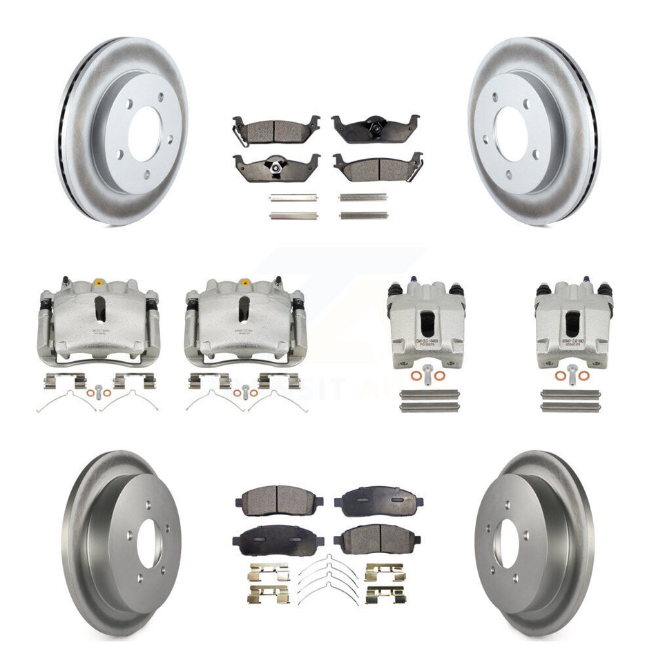 Front Rear Disc Brake Caliper Coated Rotors And Ceramic Pads Kit (10Pc) For 2004 Ford F-150 4WD With 5 Lug Wheels 11th Digit Of Vin Is C KCG-101091T